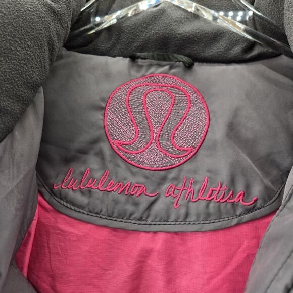 Lululemon Goose Down Puffer Jacket Womens 4 XS Gray Hot Pink Removable Hood - Picture 6 of 14